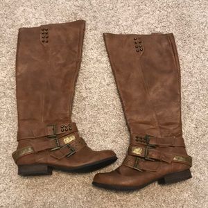 Brown knee high boots